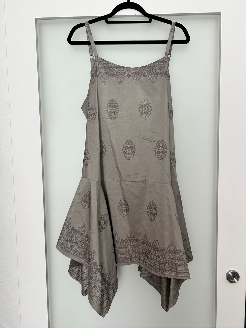 Krista Larson gray silk tunic dress asymmetrical one size